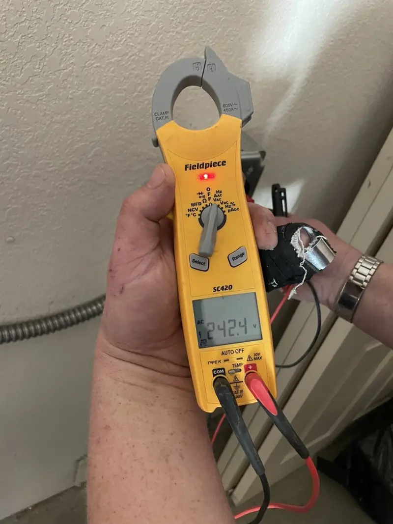 Voltage testing with clamp meter during Hot Tub / Pool Electrical Wiring in Bartonville